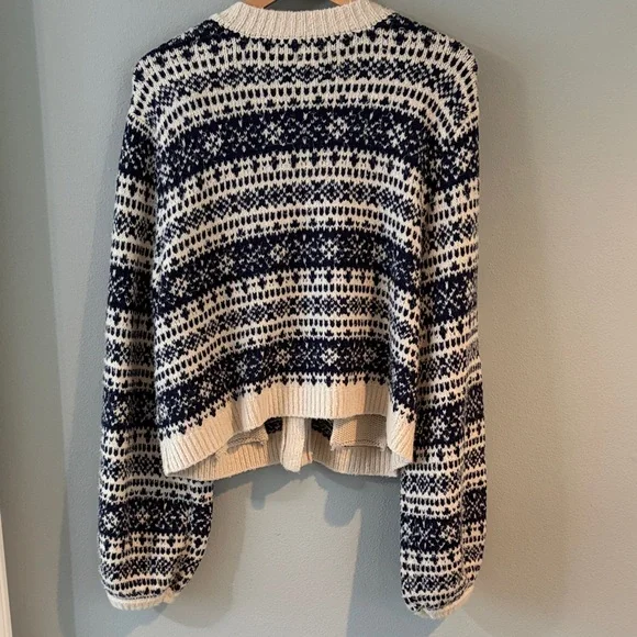 Aerie Chelsea Jacket Women's Navy and Cream Fair Isle Sweater size XL - Picture 6 of 6